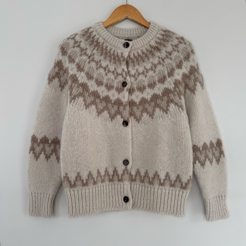 NWT Batoner Mohair Nordic Fair Isle Cardigan Sweater Button Front Size S/M - Picture 3 of 9